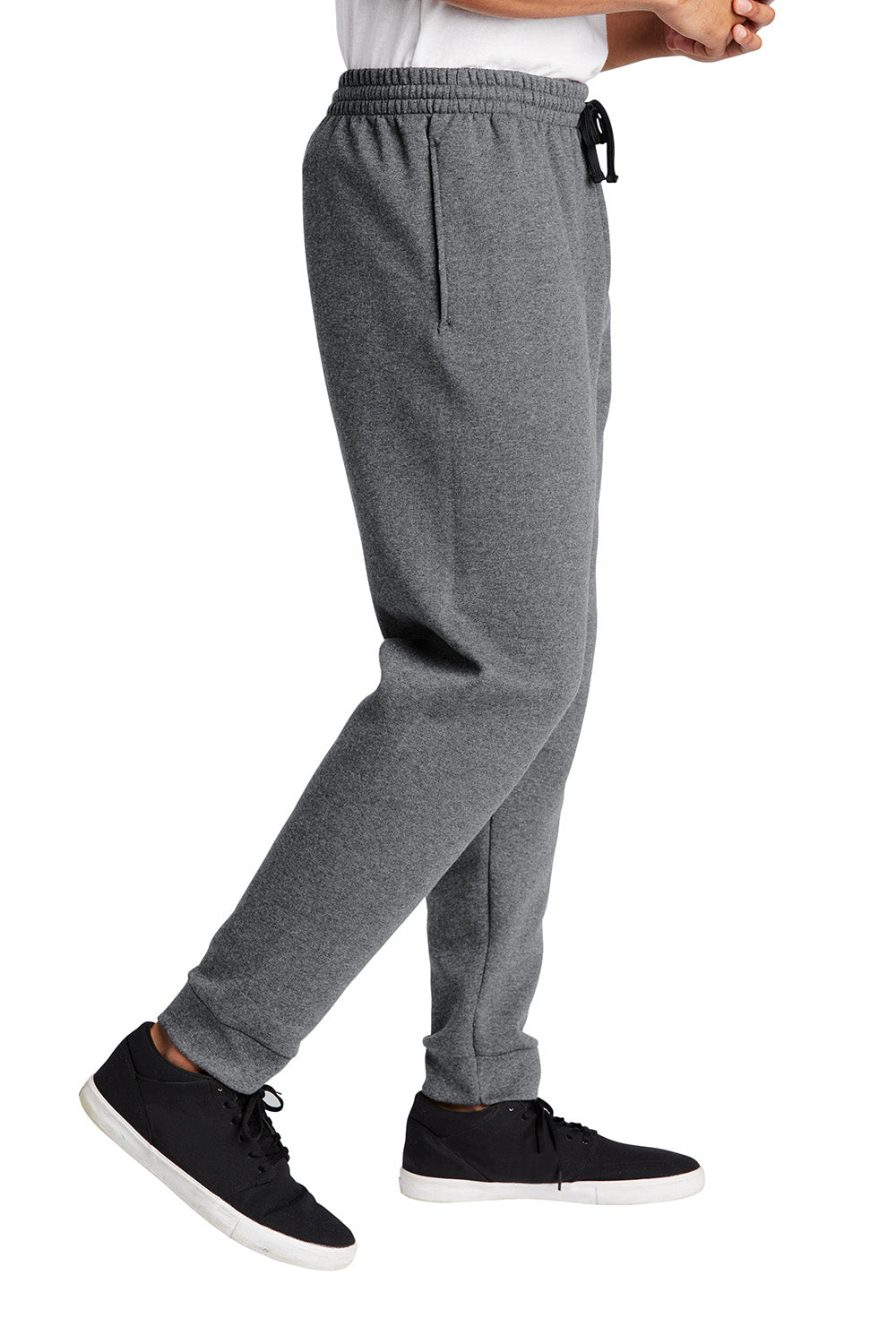 Jerzees 975MP/975MPR Mens NuBlend Fleece Jogger Sweatpants w/ Pockets Heather Grey/Charcoal Grey Model Side