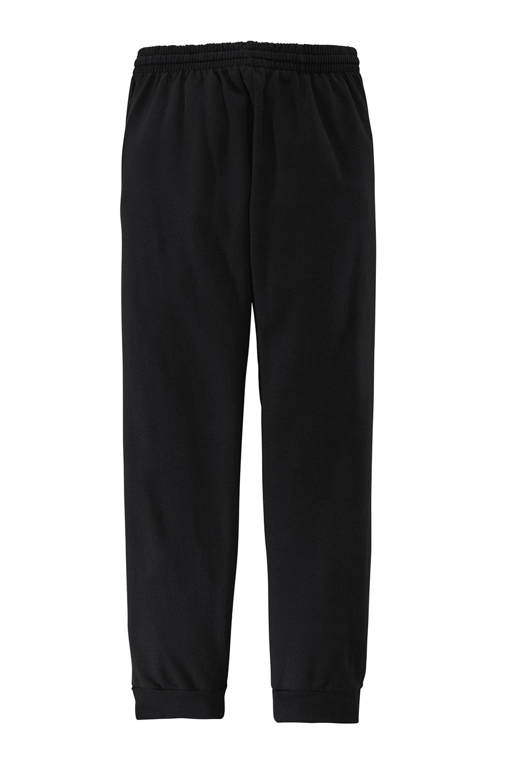 Jerzees 975MP/975MPR Mens NuBlend Fleece Jogger Sweatpants w/ Pockets Black/Heather Charcoal Grey Flat Back