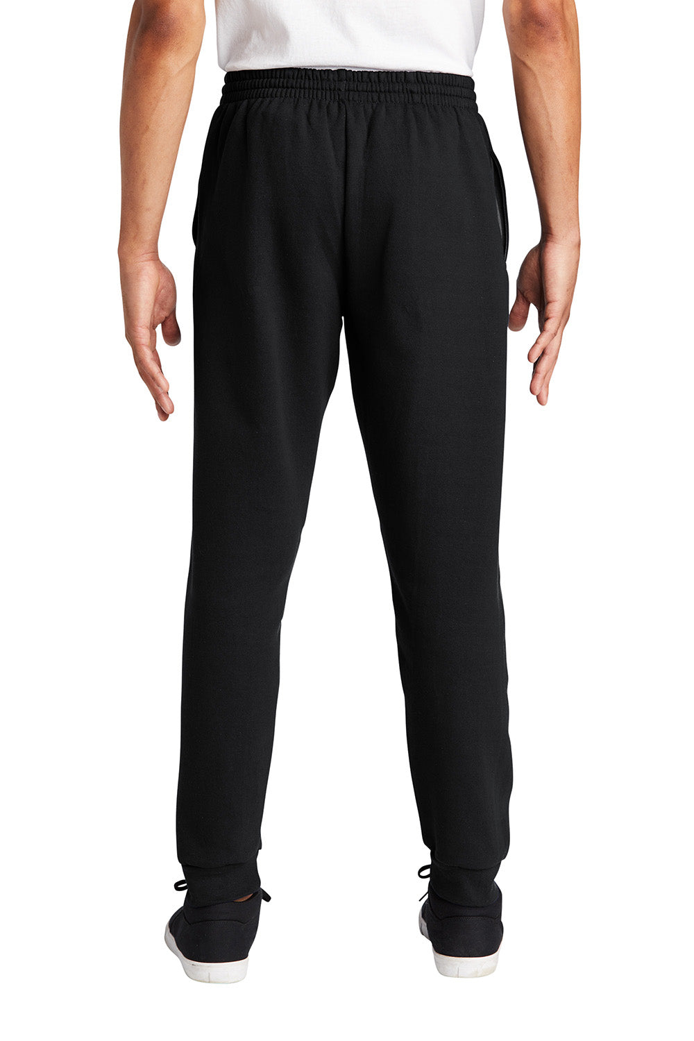 Jerzees 975MP/975MPR Mens NuBlend Fleece Jogger Sweatpants w/ Pockets Black/Heather Charcoal Grey Model Back