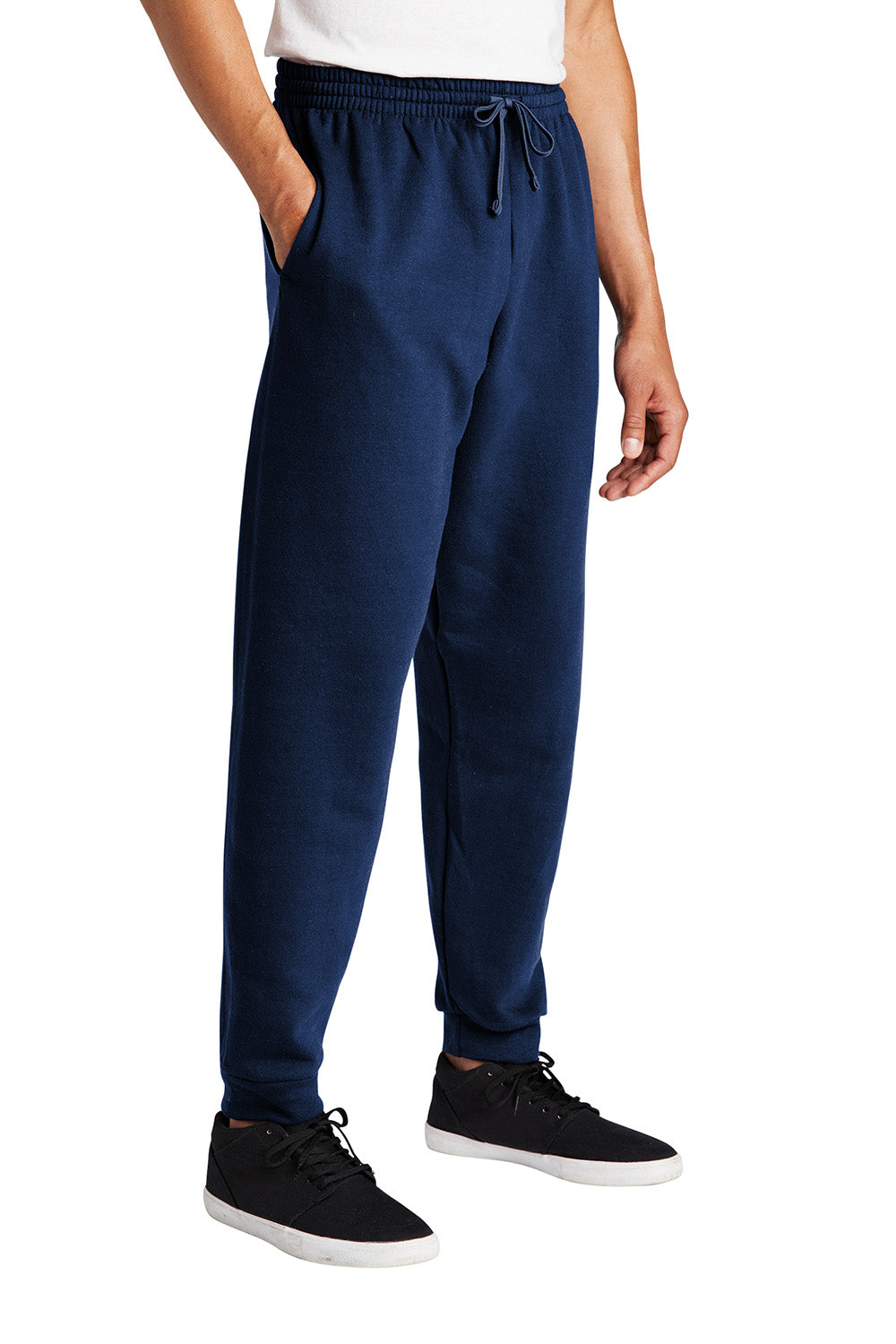Jerzees 975MP/975MPR Mens NuBlend Fleece Jogger Sweatpants w/ Pockets Navy Blue/Charcoal Grey Model 3q