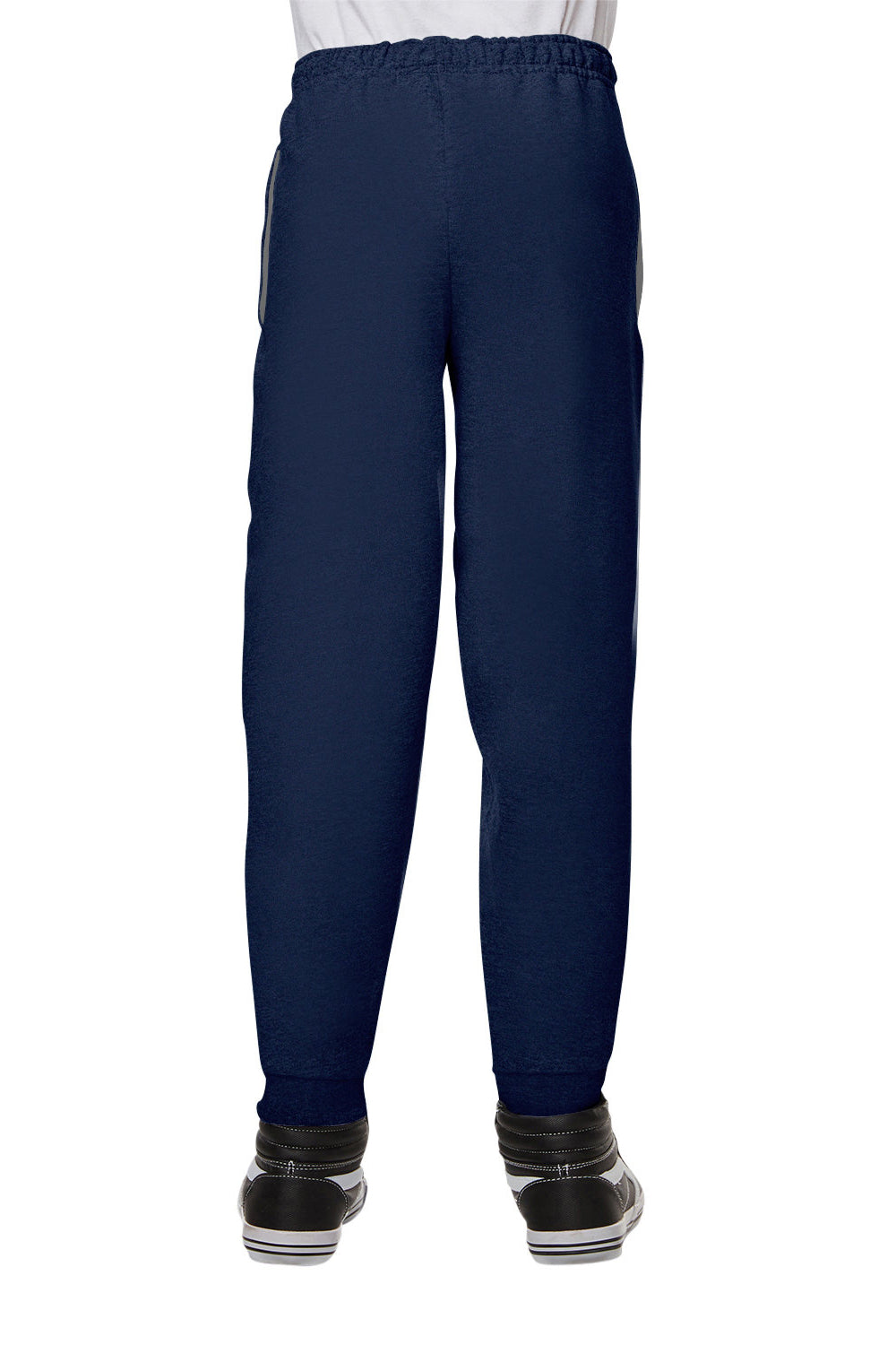 Jerzees 975YR Youth NuBlend Fleece Pill Resistant Jogger Sweatpants w/ Pockets Navy Blue Model Back