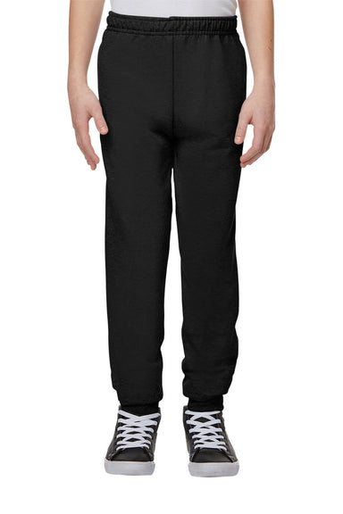 Jerzees 975YR Youth NuBlend Fleece Pill Resistant Jogger Sweatpants w/ Pockets Black Model Front