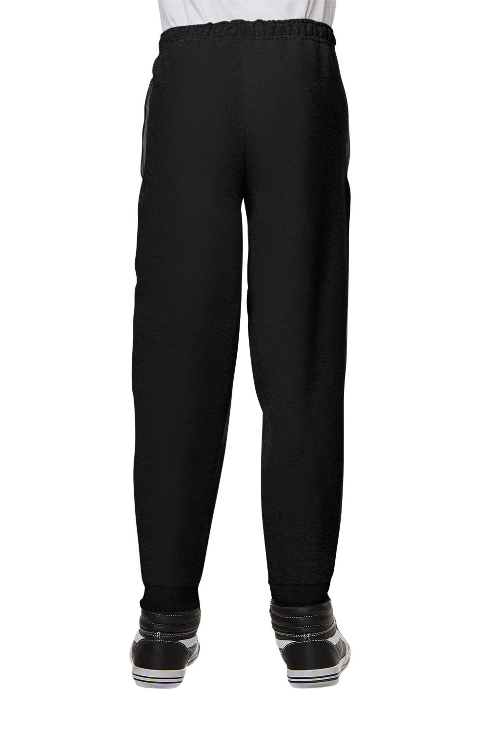 Jerzees 975YR Youth NuBlend Fleece Pill Resistant Jogger Sweatpants w/ Pockets Black Model Back