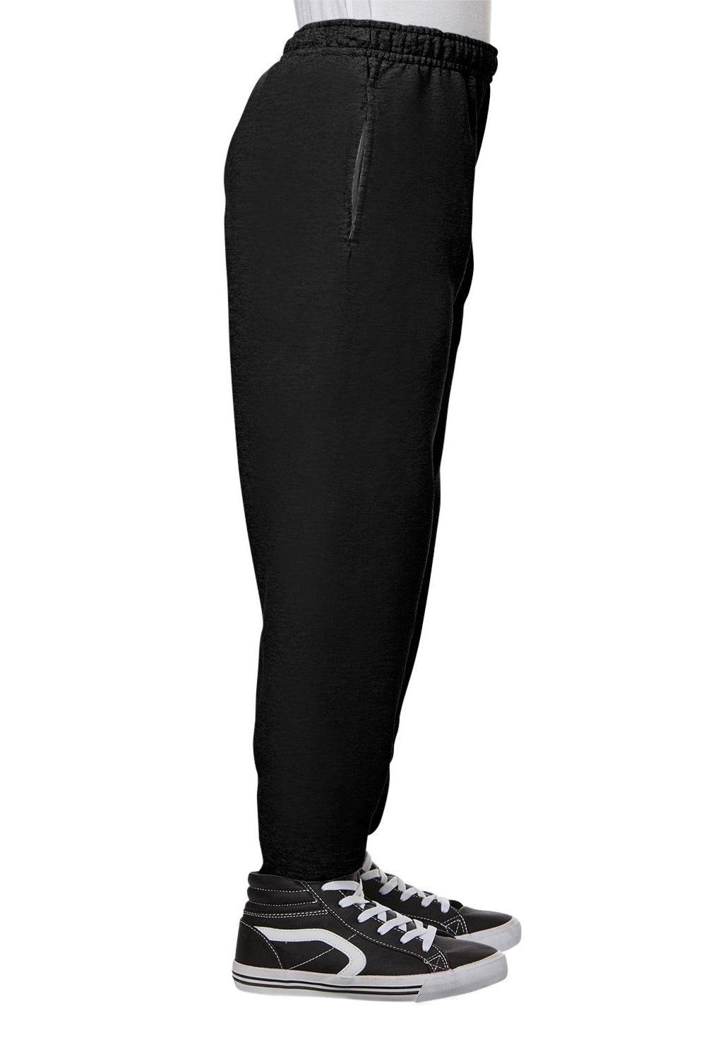 Jerzees 975YR Youth NuBlend Fleece Pill Resistant Jogger Sweatpants w/ Pockets Black Model Side