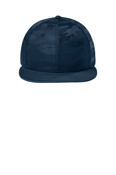 New Era Hats NE407 Mens Camo Flat Bill Snapback Hat Flag Deep Navy Blue/Deep Navy Blue Camo Flat Front