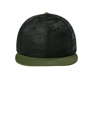 New Era Hats NE407 Mens Camo Flat Bill Snapback Hat Flag Army Green/Black Camo Flat Front