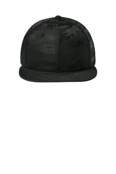 New Era Hats NE407 Mens Camo Flat Bill Snapback Hat Flag Black/Black Camo Flat Front