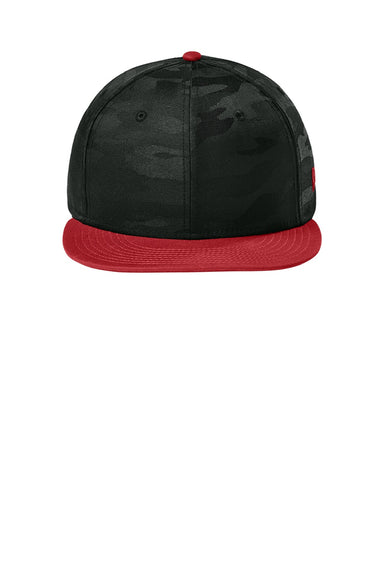 New Era Hats NE407 Mens Camo Flat Bill Snapback Hat Flag Scarlet Red/Black Camo Flat Front