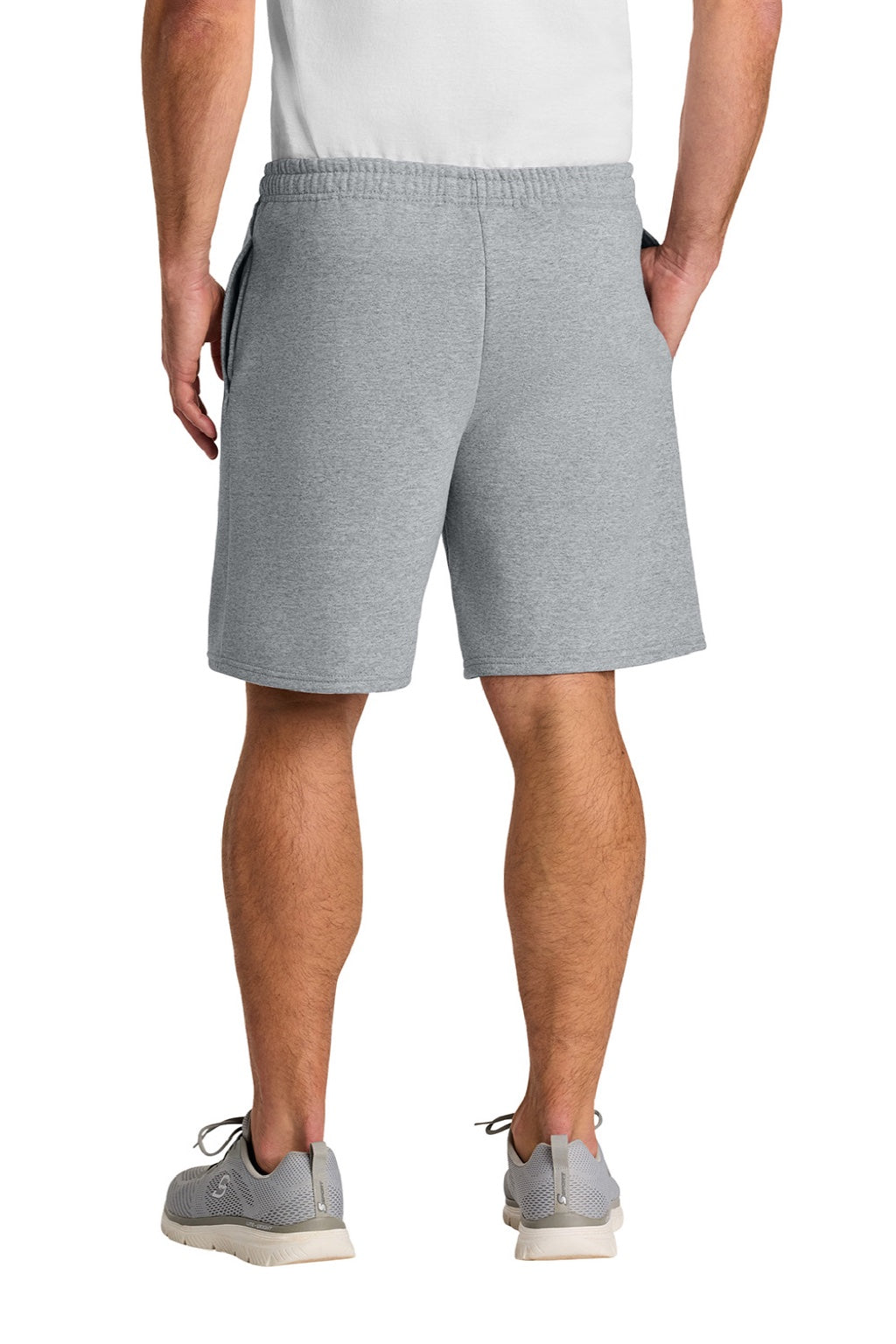 Jerzees 978MP Mens NuBlend Sweatshorts w/ Pockets Heather Grey Model Back