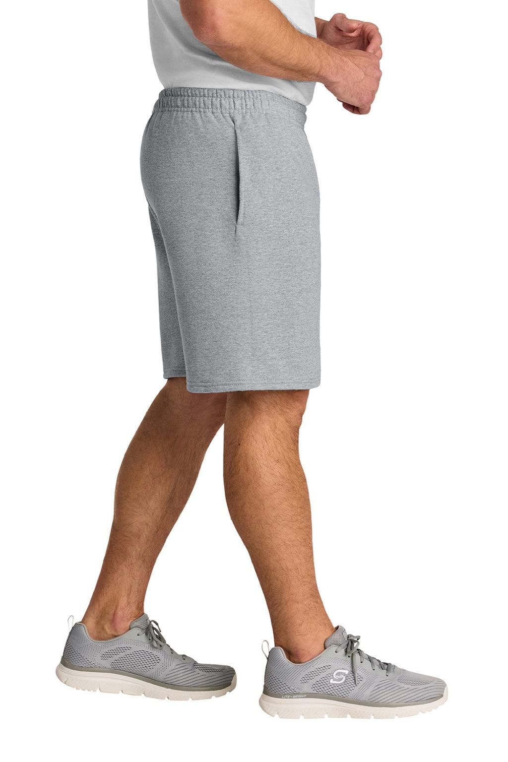 Jerzees 978MP Mens NuBlend Sweatshorts w/ Pockets Heather Grey Model Side