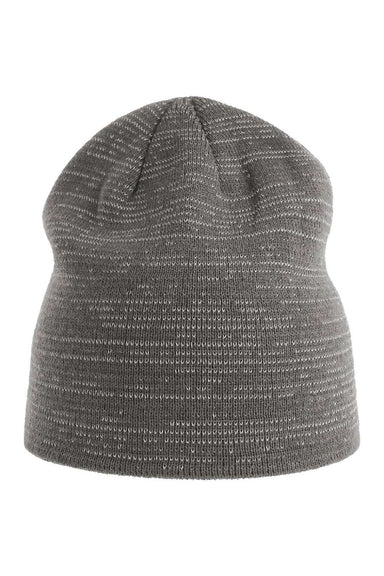 Atlantis Hats SHINE Unisex Sustainable Reflective Beanie Dark Grey Flat Front