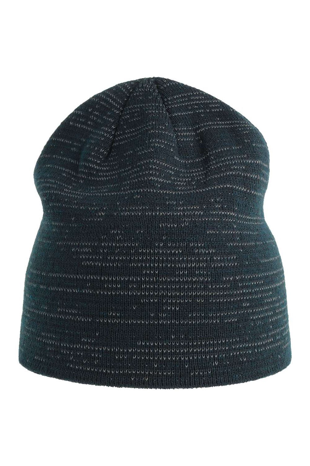 Atlantis Hats SHINE Unisex Sustainable Reflective Beanie Navy Blue Flat Front