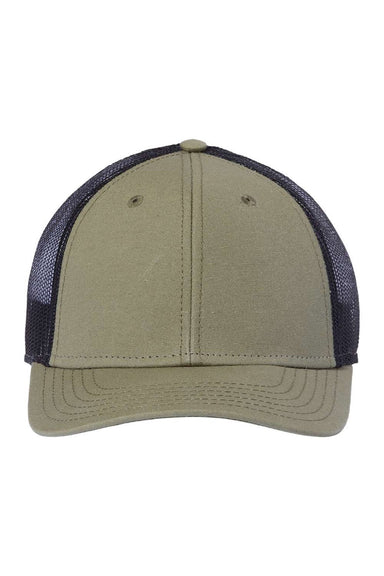 Atlantis Hats RETH Mens Sustainable Recycled Three Snapback Trucker Hat Olive Green/Black Flat Front