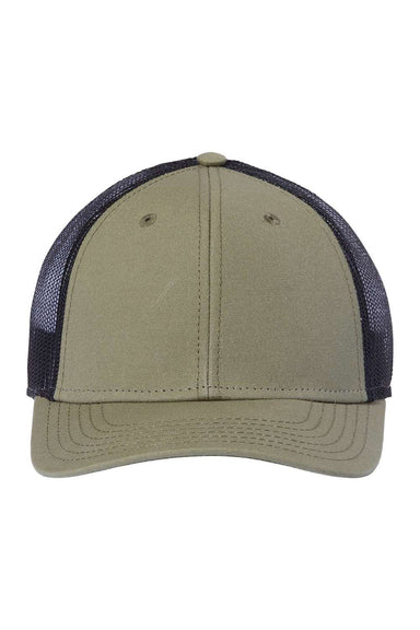 Atlantis Headwear RETH Mens Sustainable Recycled Three Snapback Trucker Hat Olive Green/Black Flat Front