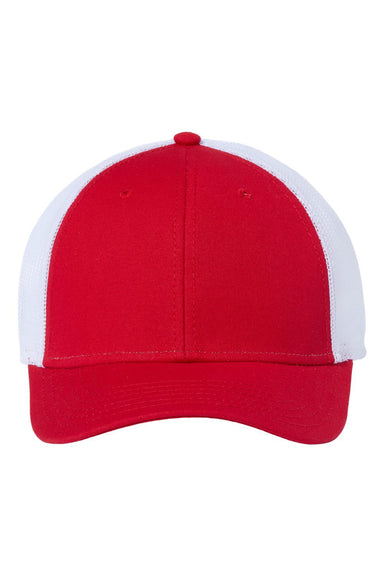 Atlantis Headwear RETH Mens Sustainable Recycled Three Snapback Trucker Hat Red/White Flat Front
