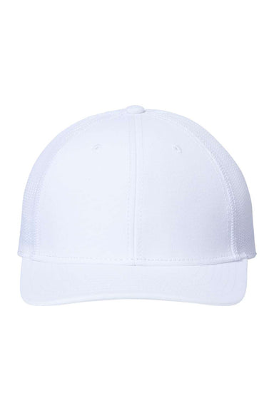 Atlantis Headwear RETH Mens Sustainable Recycled Three Snapback Trucker Hat White/White Flat Front