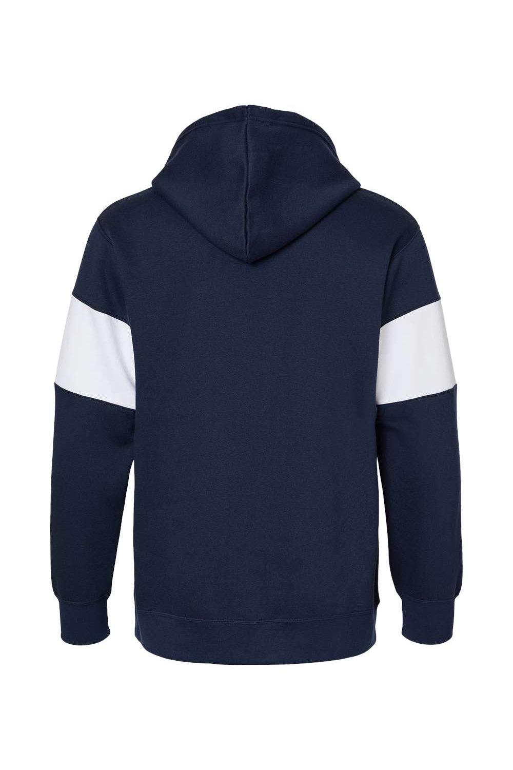 MV Sport 22709 Mens Classic Fleece Colorblocked Hooded Sweatshirt Hoodie Navy Blue Flat Back