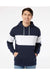 MV Sport 22709 Mens Classic Fleece Colorblocked Hooded Sweatshirt Hoodie Navy Blue Model Front