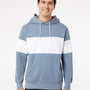 MV Sport Mens Classic Fleece Colorblock Hooded Sweatshirt Hoodie - Stonewashed Blue/White - NEW