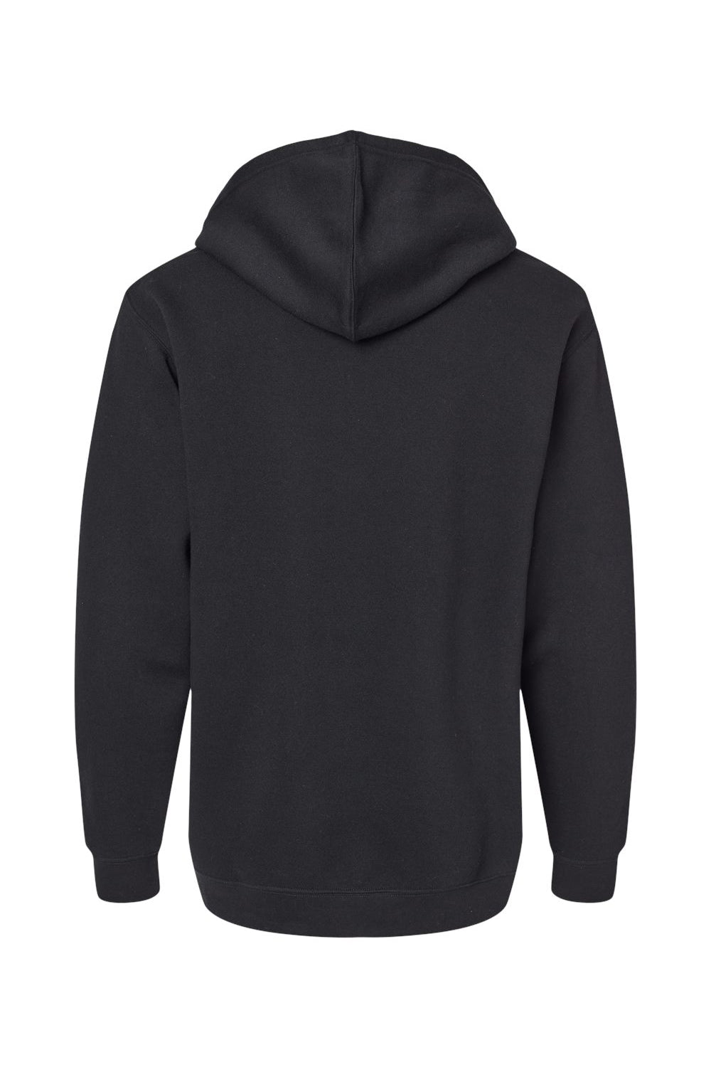 LAT 6926 Mens Elevated Fleece Basic Hooded Sweatshirt Hoodie w/ Pouch Pocket Black Flat Back