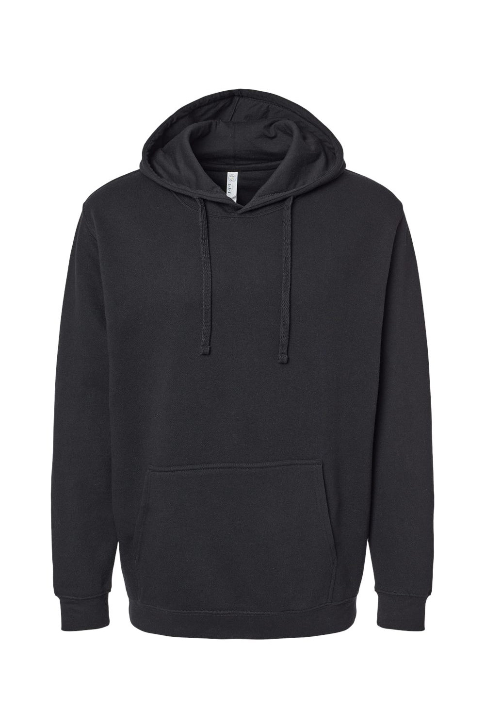LAT 6926 Mens Elevated Fleece Basic Hooded Sweatshirt Hoodie w/ Pouch Pocket Black Flat Front