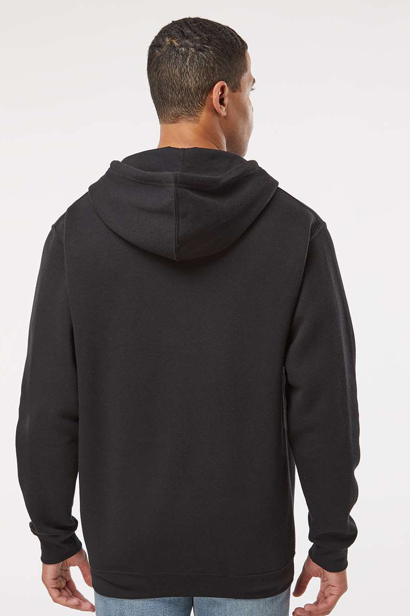 LAT 6926 Mens Elevated Fleece Basic Hooded Sweatshirt Hoodie w/ Pouch Pocket Black Model Back
