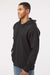 LAT 6926 Mens Elevated Fleece Basic Hooded Sweatshirt Hoodie w/ Pouch Pocket Black Model Side