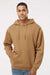 LAT 6926 Mens Elevated Fleece Basic Hooded Sweatshirt Hoodie w/ Pouch Pocket Coyote Brown Model Front