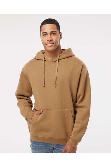 LAT 6926 Mens Elevated Fleece Basic Hooded Sweatshirt Hoodie Coyote Brown Model Front