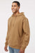 LAT 6926 Mens Elevated Fleece Basic Hooded Sweatshirt Hoodie w/ Pouch Pocket Coyote Brown Model Side