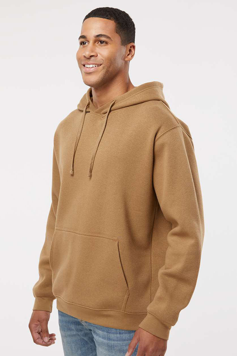 LAT 6926 Mens Elevated Fleece Basic Hooded Sweatshirt Hoodie w/ Pouch Pocket Coyote Brown Model Side