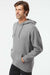 LAT 6926 Mens Elevated Fleece Basic Hooded Sweatshirt Hoodie w/ Pouch Pocket Heather Granite Grey Model Side