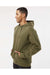 LAT 6926 Mens Elevated Fleece Basic Hooded Sweatshirt Hoodie Military Green Model Side