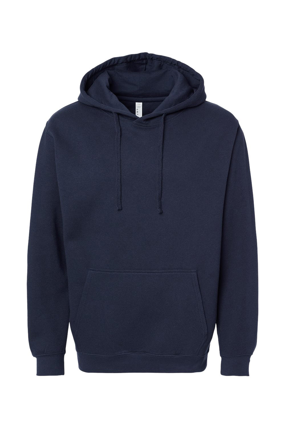 LAT 6926 Mens Elevated Fleece Basic Hooded Sweatshirt Hoodie w/ Pouch Pocket Navy Blue Flat Front