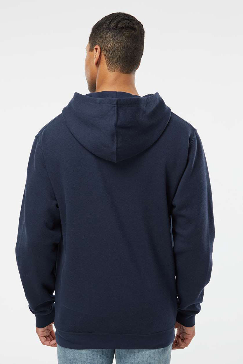 LAT 6926 Mens Elevated Fleece Basic Hooded Sweatshirt Hoodie w/ Pouch Pocket Navy Blue Model Back