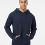 LAT Mens Elevated Fleece Basic Hooded Sweatshirt Hoodie - Navy Blue - NEW