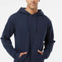 LAT Mens Elevated Fleece Basic Hooded Sweatshirt Hoodie w/ Pouch Pocket - Navy Blue