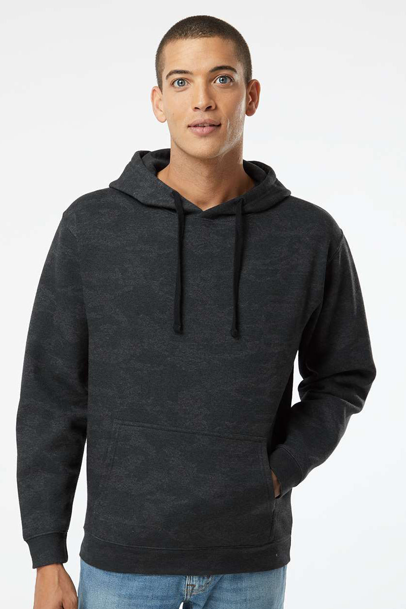 LAT 6926 Mens Elevated Fleece Basic Hooded Sweatshirt Hoodie w/ Pouch Pocket Storm Camo Model Front