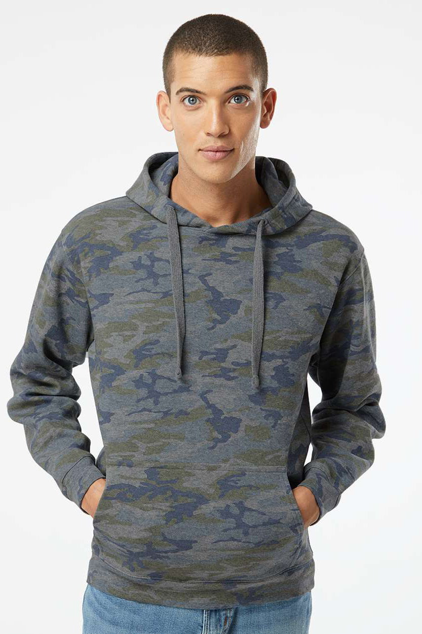 LAT 6926 Mens Elevated Fleece Basic Hooded Sweatshirt Hoodie w/ Pouch Pocket Vintage Camo Model Front