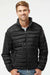 Weatherproof 211136 Mens PillowPac Wind & Water Resistant Full Zip Puffer Jacket Black Model Front