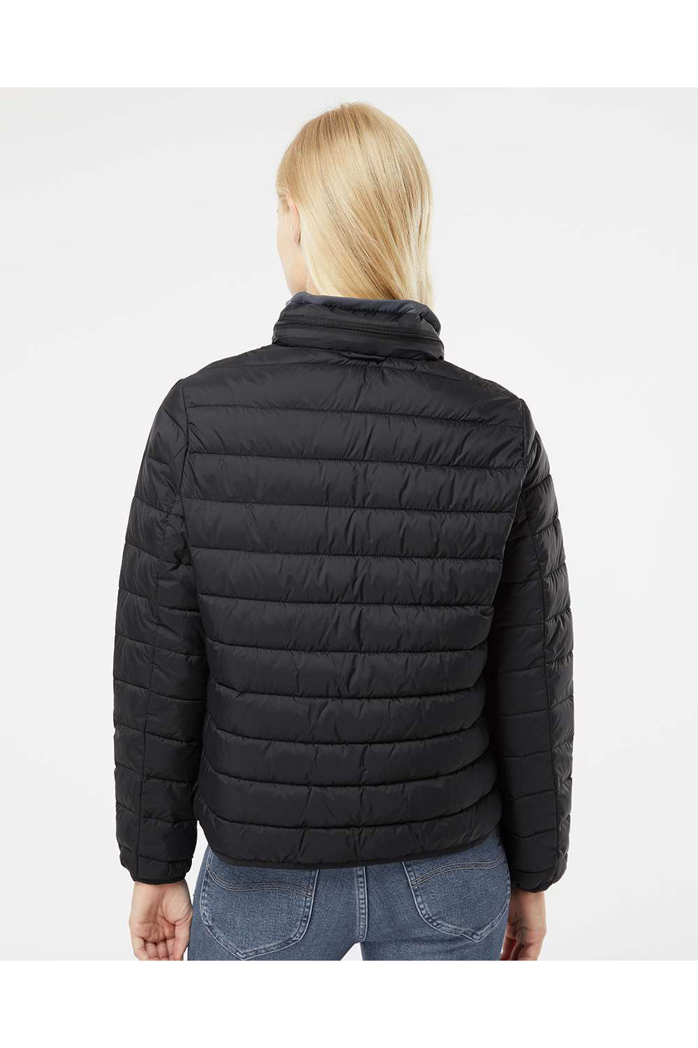 Weatherproof 211137 Womens PillowPac Full Zip Puffer Jacket Black Model Back