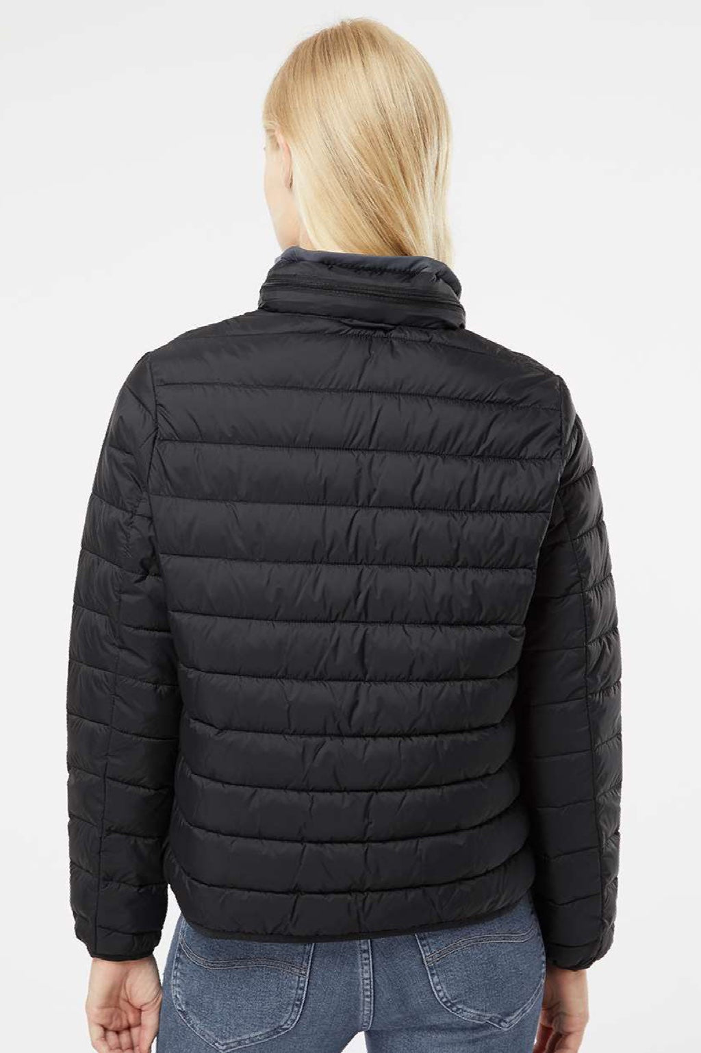 Weatherproof 211137 Womens PillowPac Wind & Water Resistant Full Zip Puffer Jacket Black Model Back