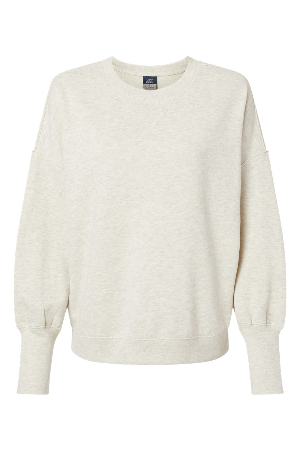 MV Sport W22712 Womens Sueded Fleece Crewneck Sweatshirt Oatmeal Flat Front
