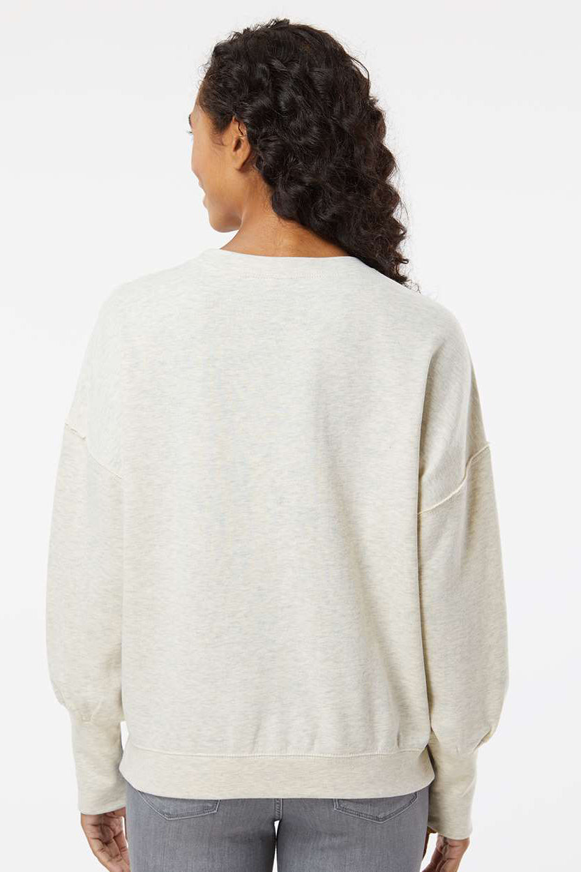 MV Sport W22712 Womens Sueded Fleece Crewneck Sweatshirt Oatmeal Model Back