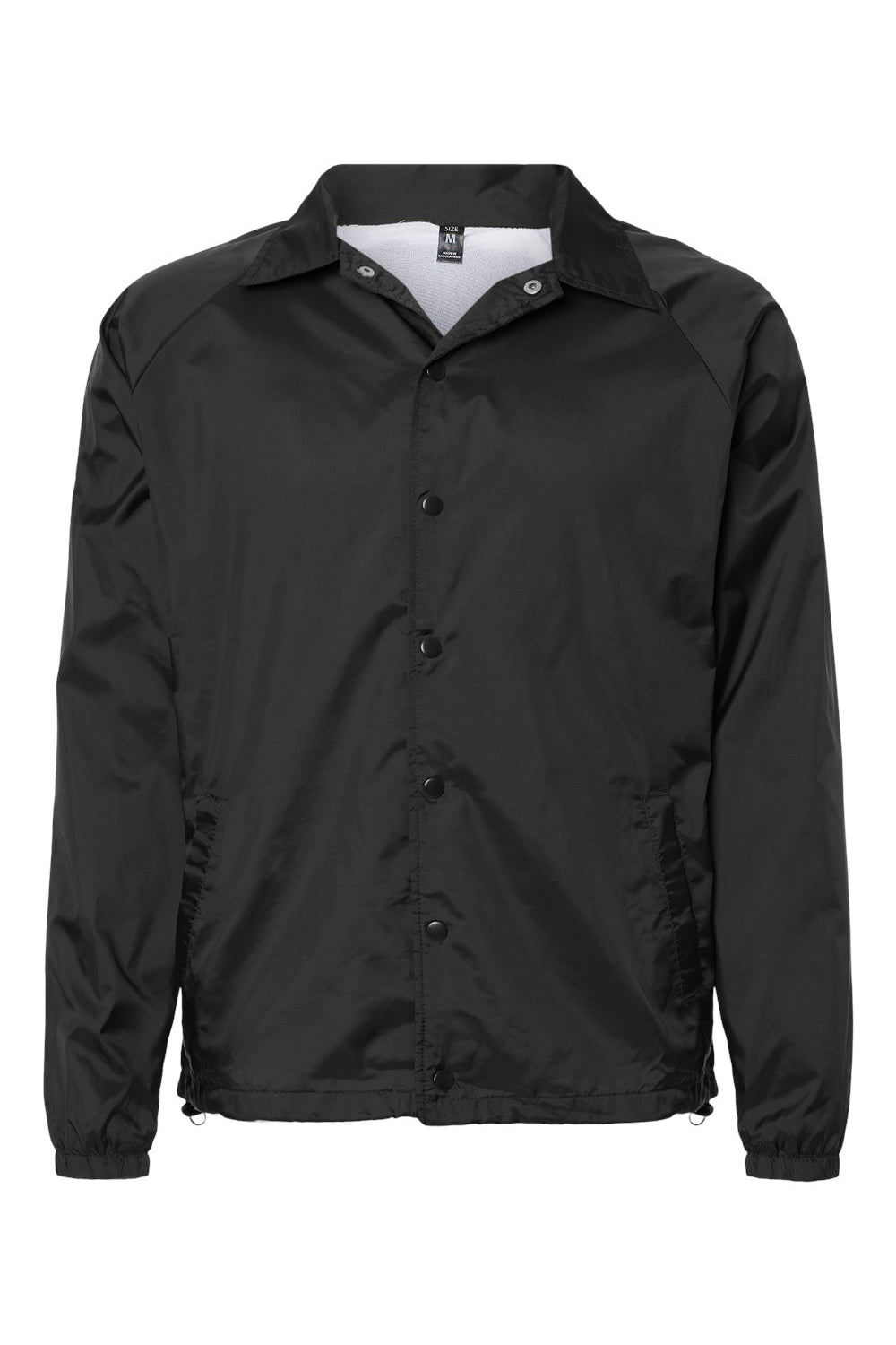 Burnside 9718 Mens Mentor Snap Down Wind & Water Resistant Coaches Jacket Black Flat Front