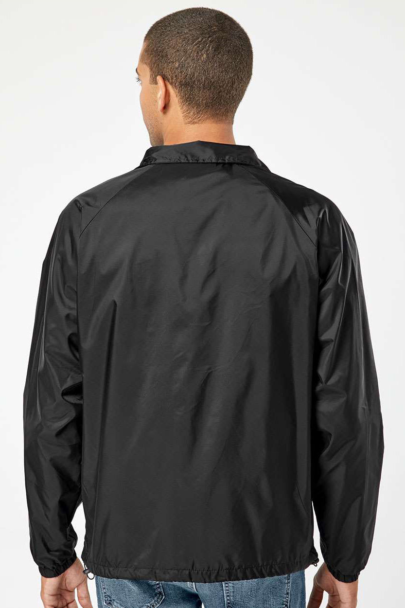 Burnside 9718 Mens Mentor Snap Down Wind & Water Resistant Coaches Jacket Black Model Back
