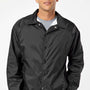 Burnside Mens Mentor Snap Down Wind & Water Resistant Coaches Jacket - Black