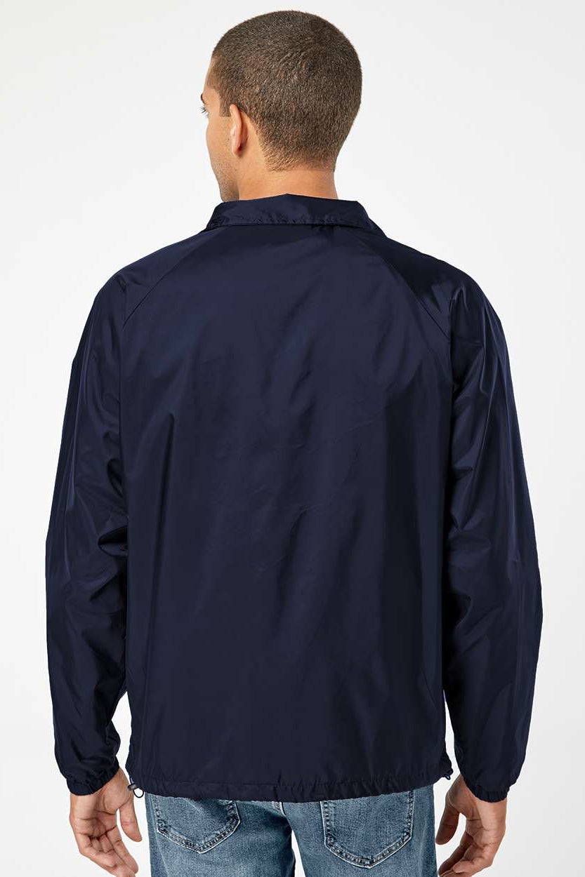 Burnside 9718 Mens Mentor Snap Down Wind & Water Resistant Coaches Jacket Navy Blue Model Back