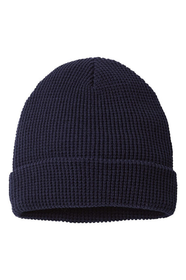 Richardson Hats 146R Unisex Waffle Cuffed Beanie Navy Blue Flat Front