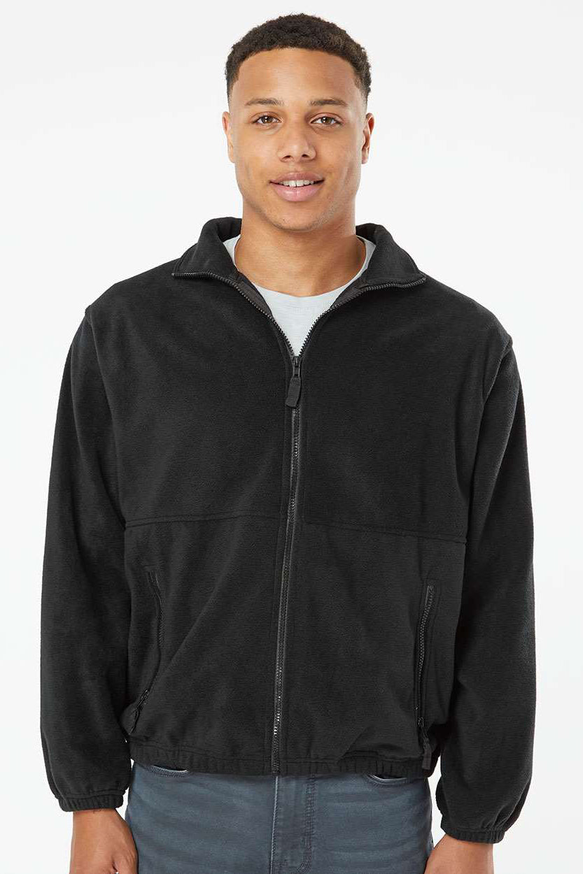 Burnside 3062 Mens Polar Fleece Full Zip Sweatshirt w/ Pockets Black Model Front